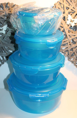 4  Lock und Lock LocknLock Vorratsdosen SET  Rund GLETSCHERBLAU  850 ml - 3,4 l