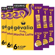 Gevalia Frothy 2-Step Mocha Latte Espresso K-Cup Coffee Pods & Froth Packets