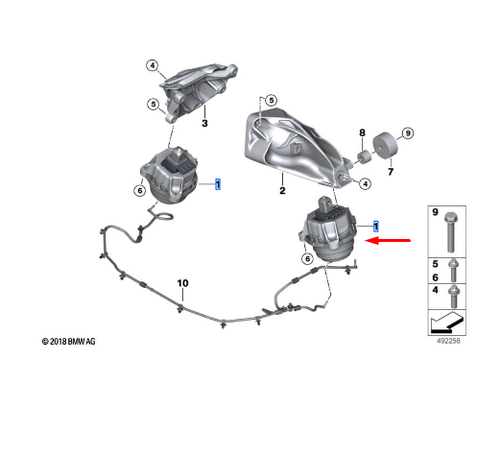 Support Moteur Droit BMW Série 3 G20 - Réf. 7582318, Origine Allemagne, Neuf