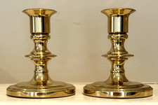 PAIR of Vintage BALDWIN Polished Brass Candlesticks Candle Holders-USA Made-4"