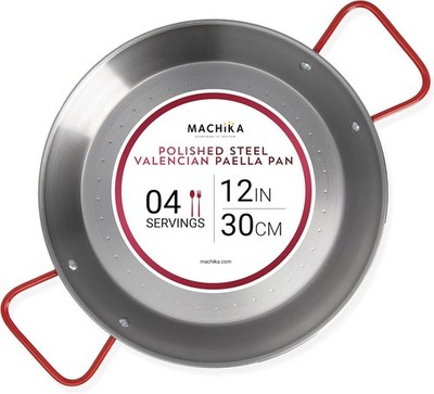 Machika Traditional Carbon Steel Skillet, 12 inches/4 Servings, Silver 