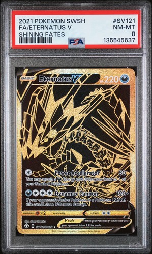 2021 POKEMON SHINING FATES SHINY VAULT #SV121 ETERNATUS V FULL ART PSA 8