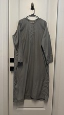 AYAAN Men s Gray Cotton Twill Kaftan Thobe Traditional Robe, Size 50 L