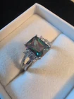 Vintage Sterling Silver 925 Size 7 3ct Emerald Cut Mystic Topaz Ring Repolished