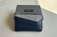 With a box Also as a gift. FURLA Navy Grey Folding Wallet