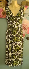 PHASE EIGHT Ivory & Green Floral Print Occasion Dress - UK 8