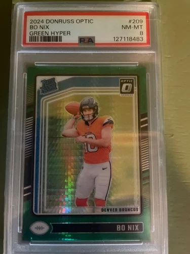 2024 PANINI DONRUSS OPTIC GREEN HYPER #209 BO NIX ROOKIE RC PSA 8