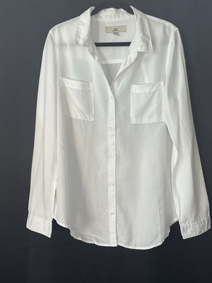 Thread & Supply White Tencel Button Front Long Sleeve Shirt XL