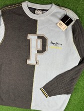 NWT Vintage 90s Y2K 2000s Pepe Jeans XL Knit Blue Gray Crewneck Sweater USA