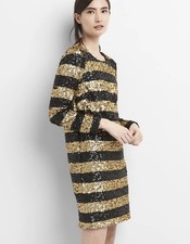 NWT Gap  Long Sleeve Striped Sequin Knee Length Party Dress Medium