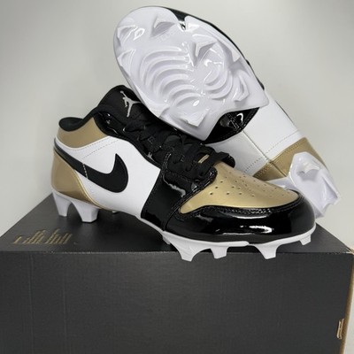 Nike Jordan 1 Low TD Cleat Patent Gold Toe Football Cleats Size 8