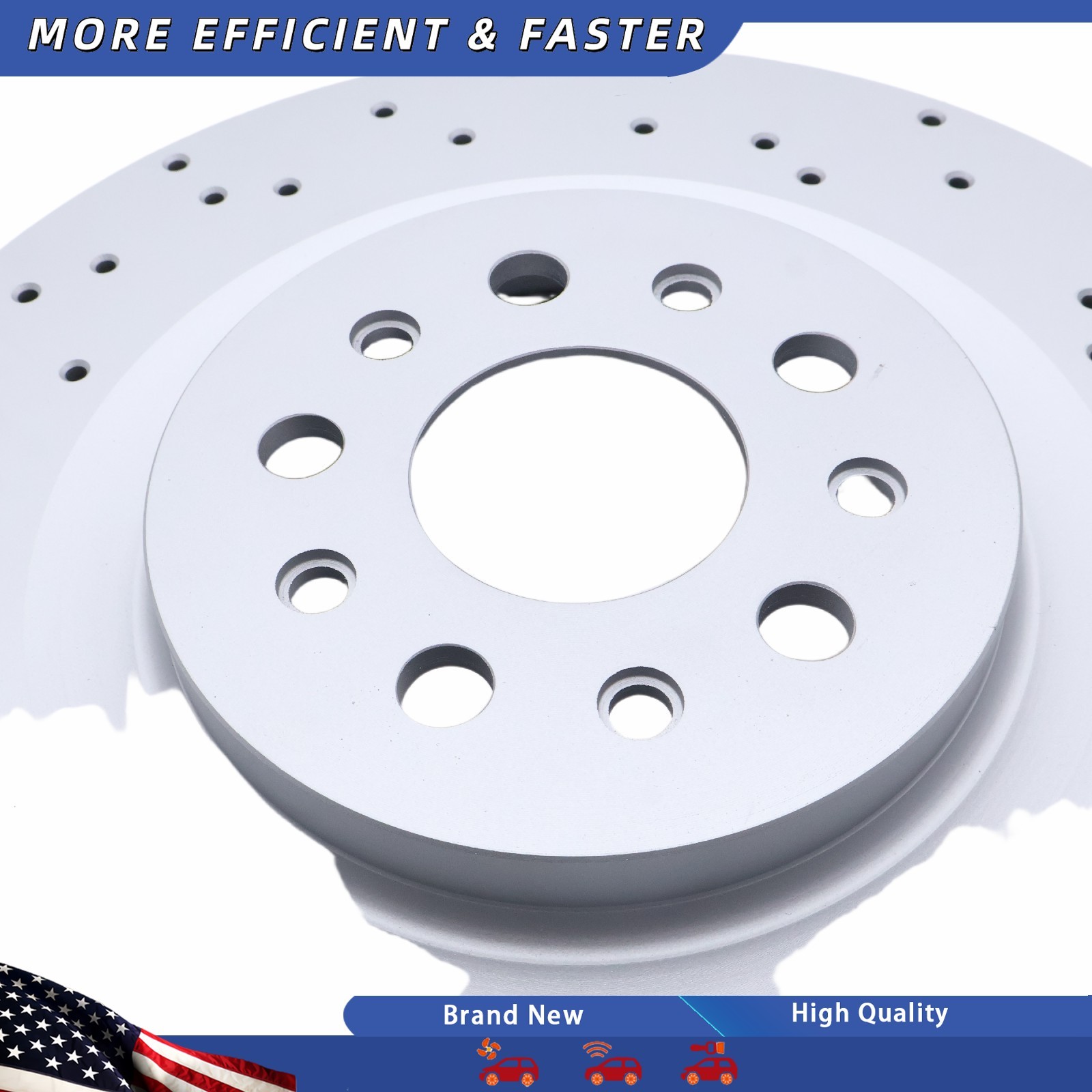 2X Rear Drilled Vent Rotors 670035019 For Maserati Ghibli Quattroporte 17-21