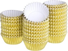 TUPARKA 500 Pcs Gold Mini Metallic Foil Cupcake Liners Baking Muffin Paper Cups