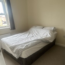 Grey Upholstered Fabric Divan Base Double Bed. Mattress included