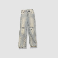  70 Inc International Concepts Women's Blue Distressed Straight-Leg Jeans Size 2