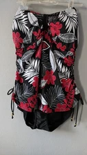 BRAND NEW PISTACHIO HALTERNECK RED BLACK SWIMSUIT COSTUME SIZE 50 UK24 PLUS SIZE