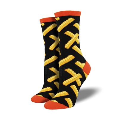 Socksmith Crew-Damensocken Crinkle-Chip Grafikdruck Pommes Baumwolle UK-Größe 3 8