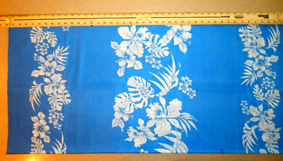 VNTG TROPICAL ORCHARDS-Leaves Fabric Cotton SKY BLUE 4 YDS by 45