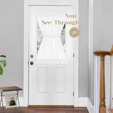 Non-See-Through French Door Curtains for Front Door, 1 Panel-54 x 40 White