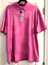 NEW 110 TOMMY BAHAMA Palm Coast Delray Frond Golf Polo Shirt Very Berry M