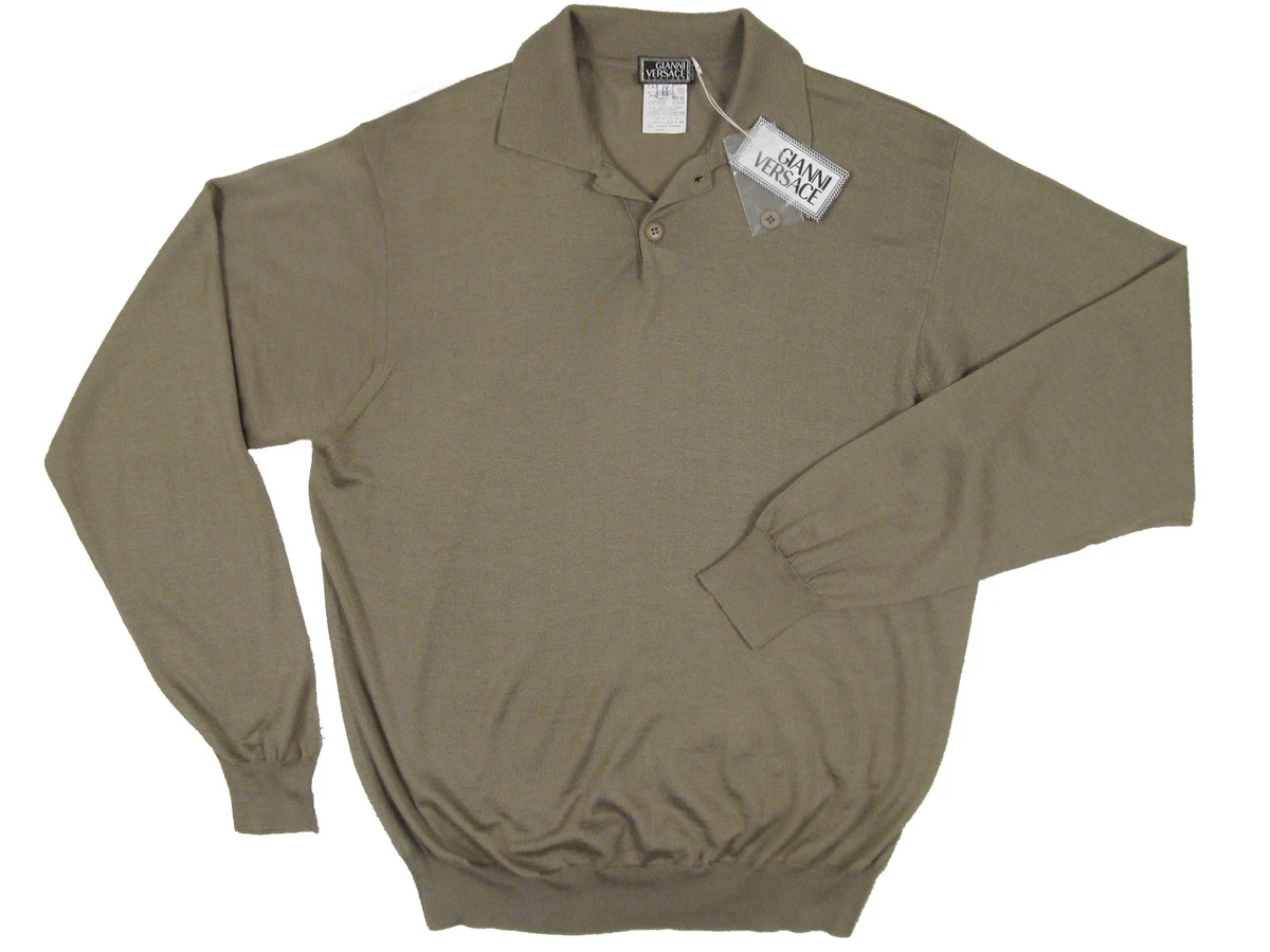 90s GIANNI VERSACE COUTURE カシミア ポロ 長袖 VERSACE JEANS COUTURE Mens Shirt, 90s Gianni Versace Big Logo