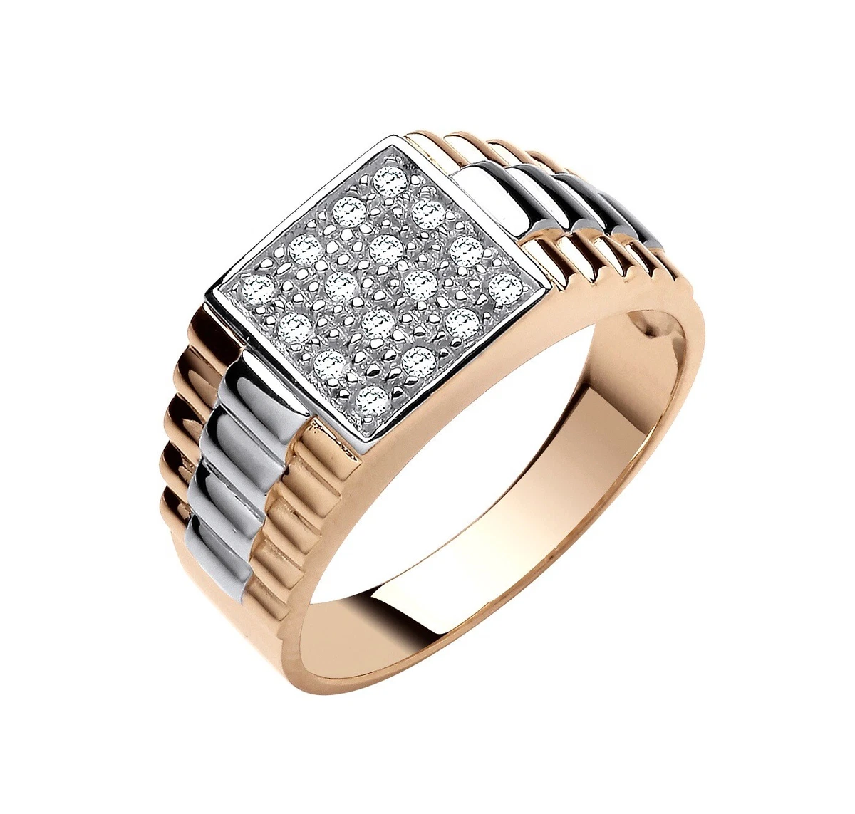 Mens 14k Two-Tone Yellow and White Gold Square Diamond Rolex Style Ring  1.75 Carats - Walmart.com