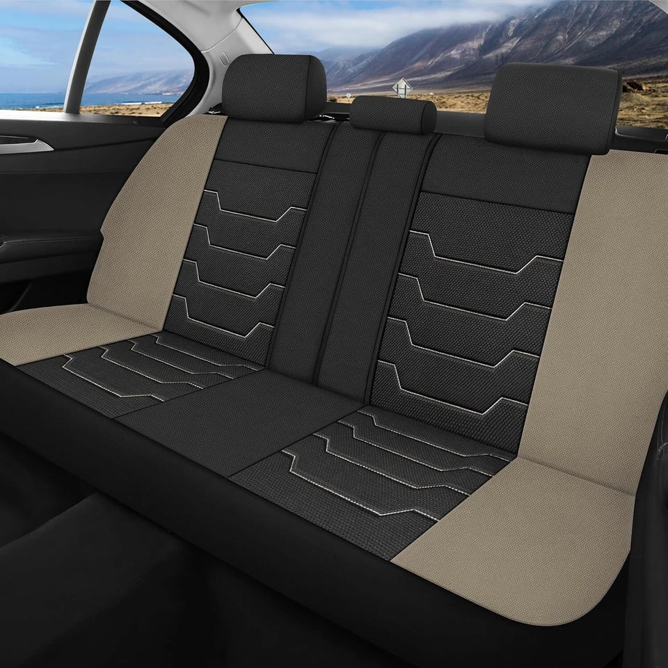Juego completo de fundas para asientos de coche Beige 3D Air Mesh Universal Fit - Image 4 of 4