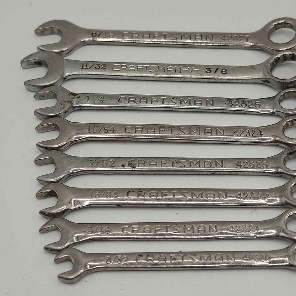 Craftsman SAE Midget Mini Ignition Wrench Set USA 8 Pc Small Short