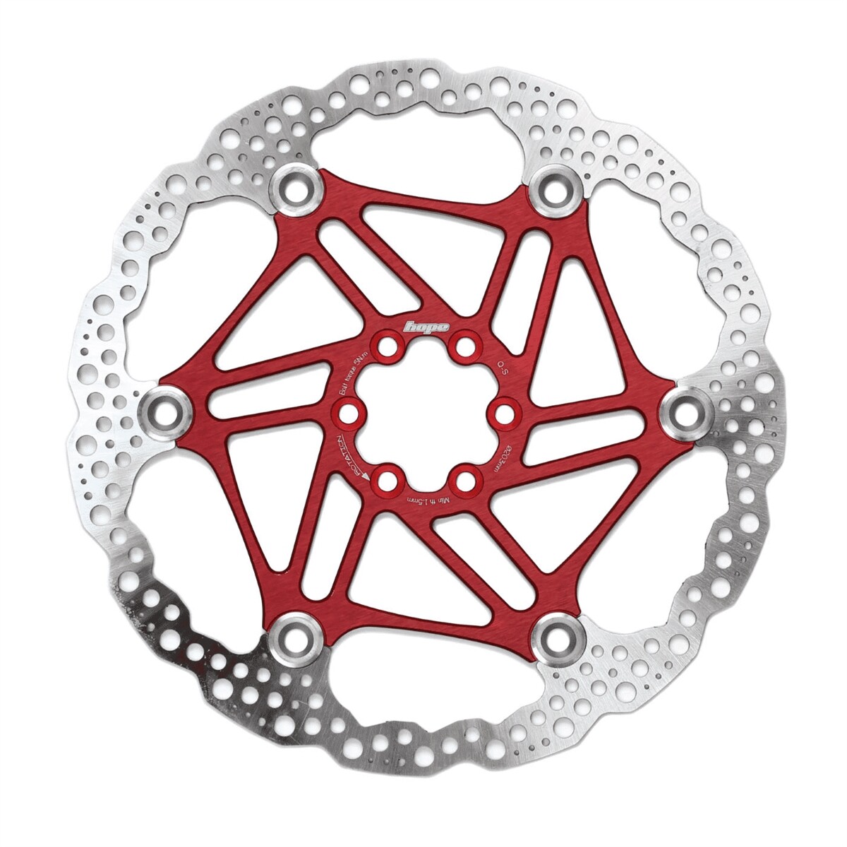 freno a disco flottante 6 fori 220mm rosso HOPE freni bici