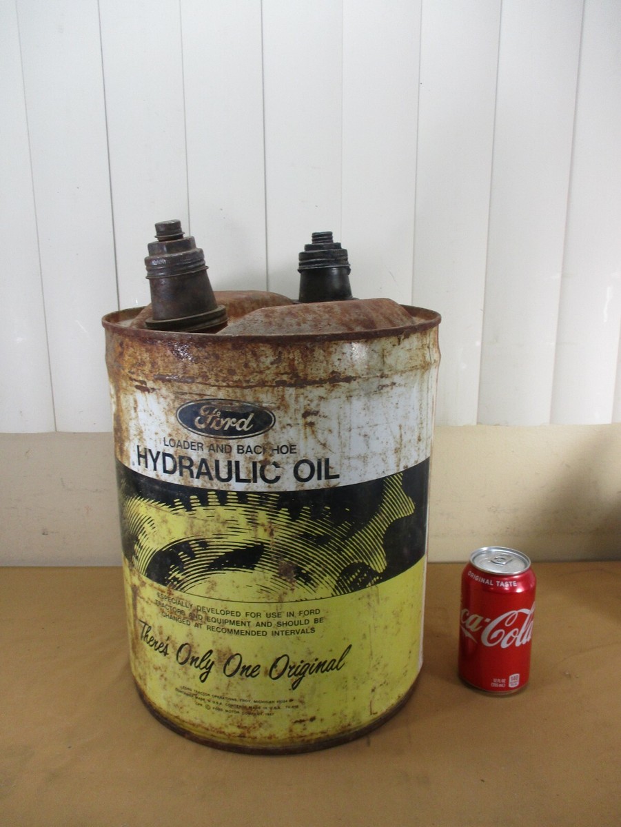 Vintage Ford 5 Gallon Hydraulic Oil Metal Can for Loader & Backhoe