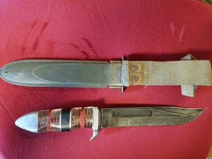 Theater Art Ww2 K Bar Lucite Red Black Knife And Scabbard Ebay