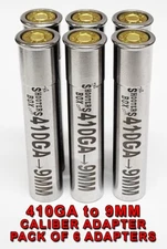 410GA to 9MM Luger Caliber Adapter - Reducer - Stainless Set of 6 -Free Shipping