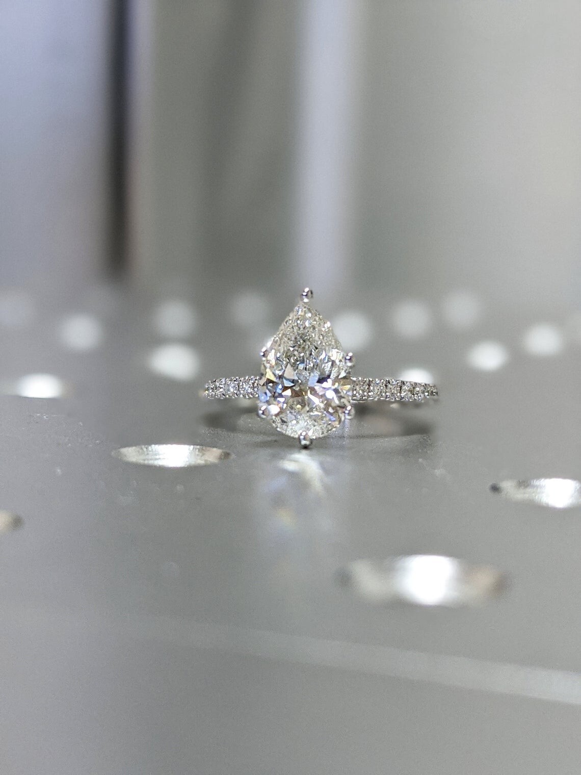 14K White Gold Moissanite Diamond Wedding Band Engagement Ring-image