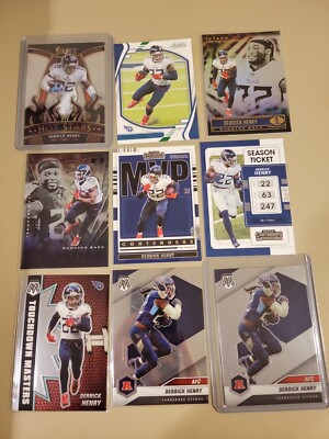Derrick Henry 9 Card Lot Titans Panini Prizm Mosaic Select Absolute Green NFL