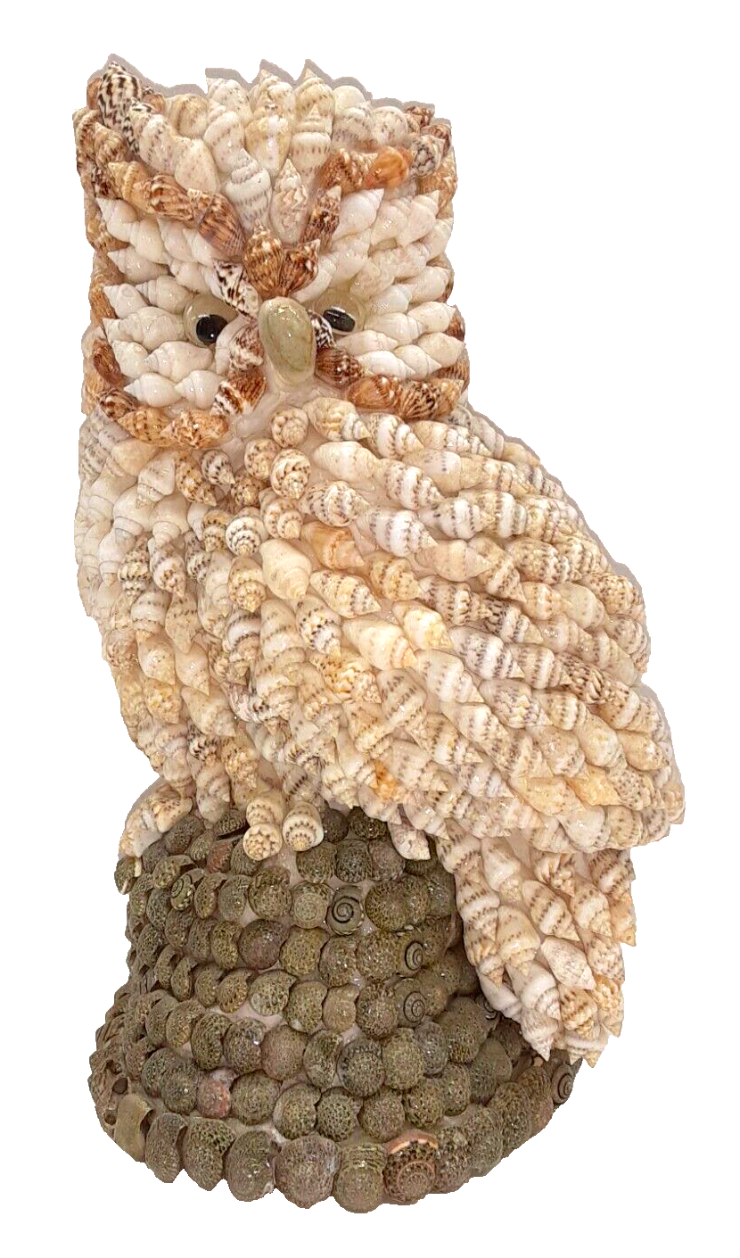 Vintage Seas Owl Folk Art Sculpture Owl Figure Google Eyes 8” H