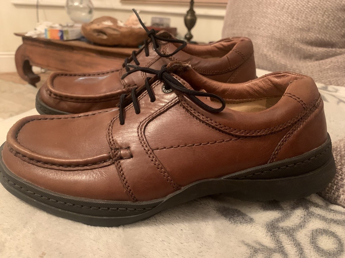 Clarks Cushion Cell Line Shore Extra Wide Brown Leather Shoes Size