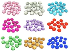 100 Acrylic Flatback Dotted Round Rhinestone Cabochon Dome 12mm Colour Choice