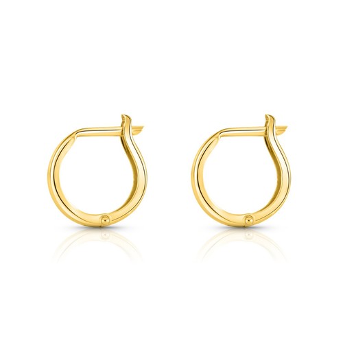 Pendientes de aro abragie redondos lisos de oro liso brillante de 14 K tamaño pequeño 12 mm - Imagen 9 de 16