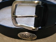 Men's Black Leather Belt with University of Pittsburg Conchos 44 R+