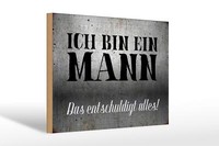 Holzschild Spruch 30X20Cm Ich Bin Ein Mann Geschenk Holz Deko Schild Wooden Sign