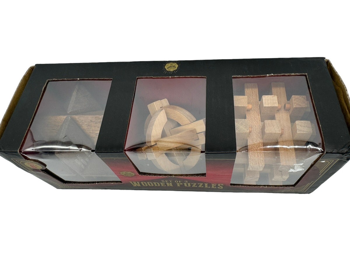 佐藤黒 木箱入り　なかむら　錫釜　の３本セット Set of 3 Wooden Puzzles With Solution Sheet The Original Fun