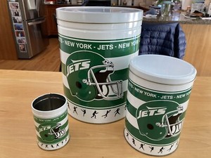 Vintage New York Jets  Tin Metal Cans - Lot Of 3 NFL Officially Licensed