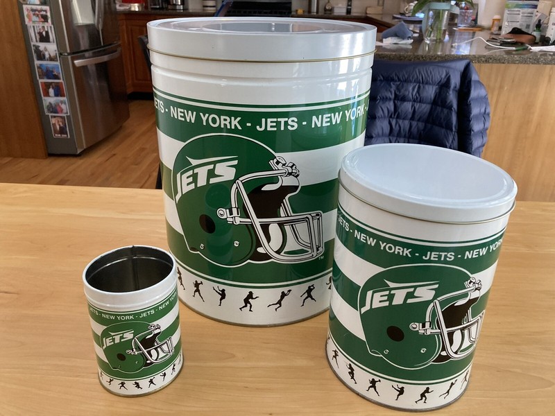 Vintage New York Jets  Tin Metal Cans - Lot Of 3 NFL Officially Licensed