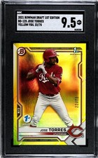 2021 Bowman Draft 1st Yellow Foil /75 Jose Torres 1st Edition Reds Prospect