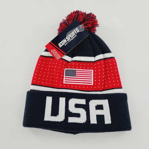 USA National Beanie Pom Pom Flag Icon 