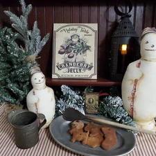 OLD SHABBY VINTAGE PRIMITIVE STYLE CHRISTMAS SANTA CRANBERRY JELLY KITCHEN SIGN