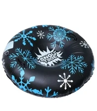 Snow Tube 47'' Inflatable Heavy-Duty Tube For Sledding Black Blue Snowflakes