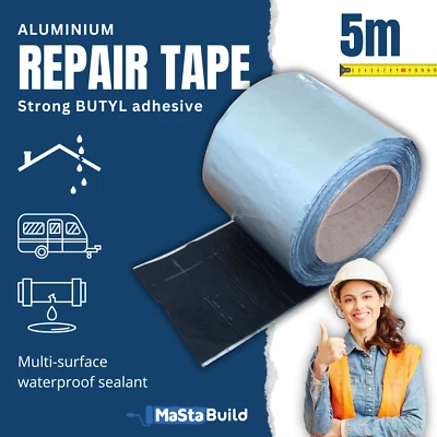 MASTA BUILD 5m Sealing Tape: Self-adhesive Alubutyl. Roof, Caravan, Ventilation Leak Repair