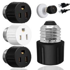 Light Socket to Plug Adapter, Convert Light Bulb Socket to Outlet Adapter,2/3 Pr