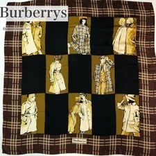 Burberrys Vintage Modern Brown Silk Scarf 34.6 in Luxury Authentic